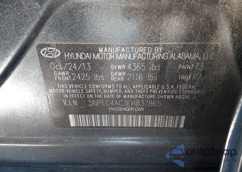 2014 Hyundai Sonata Limited z USA, uszkodzony, nr VIN 5NPEC4AC3EH837865